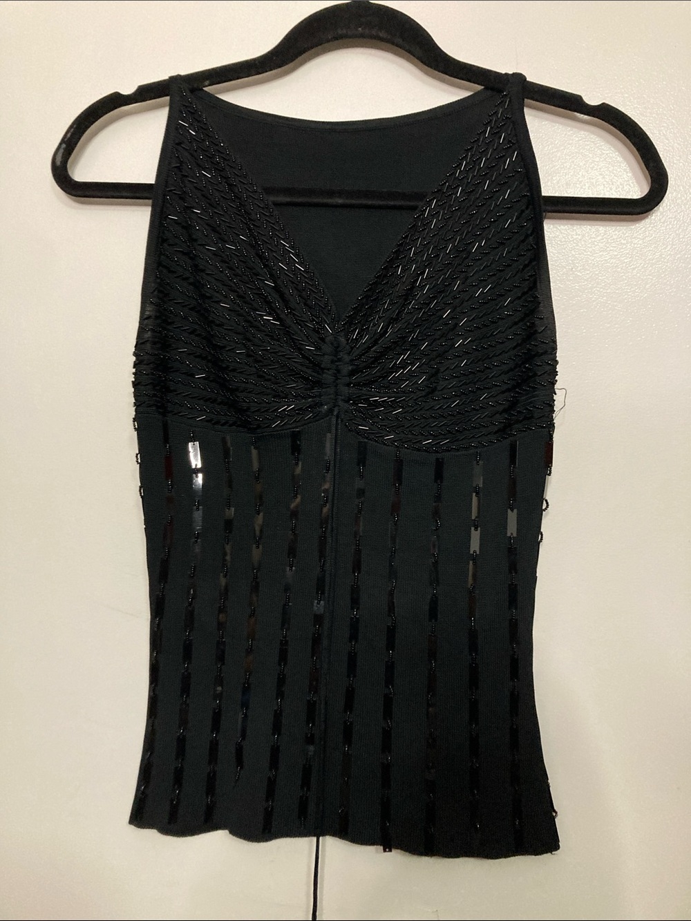 Vintage art deco style Black Beaded Sleeveless Evening Top